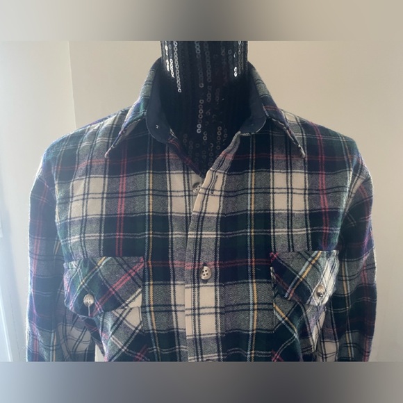 Vintage Eatons Birkdale Blue Plaid Shirt Size Small - Picture 2 of 12